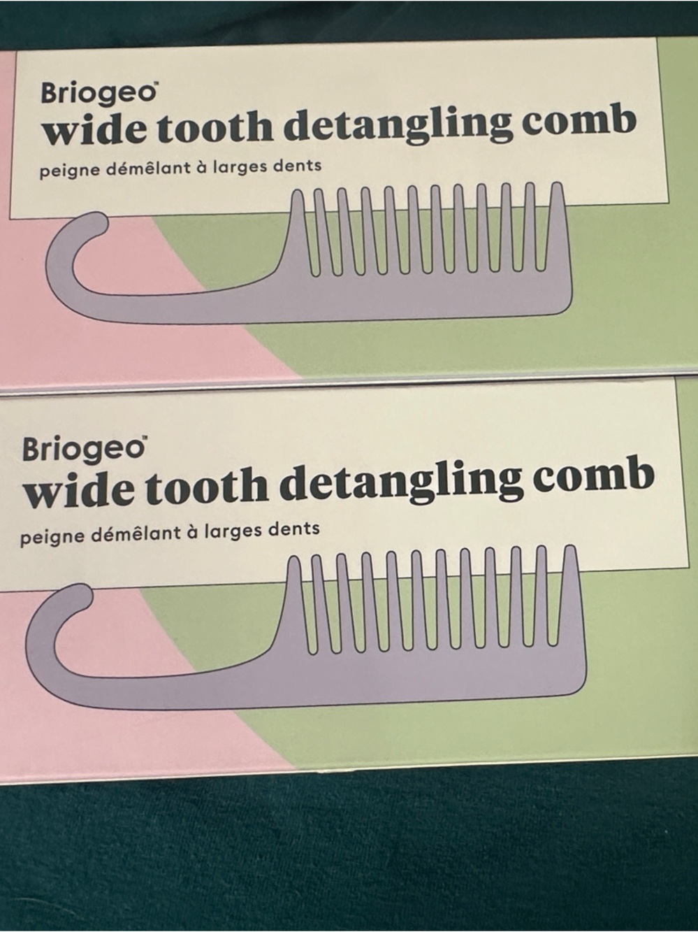 Briogeo Pastel Pink & Light Green Wide Tooth Detangling Comb Pack